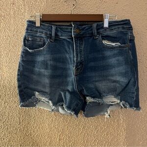 Judy Blue Curvy Denim Rigid Magic High Rise Raw Hem Shorts Size Xl Distressed